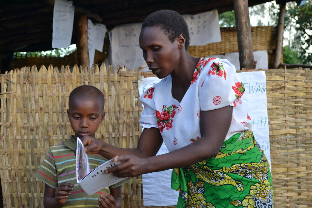 Regine volunteers at a reading camp in Burundi