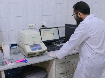 Doctor Fadi at the laboratory, World Vision Syria Response partner, Assistance Coordination Unit