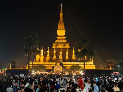 The That Luang stupa at the heart of festival celebrations last year