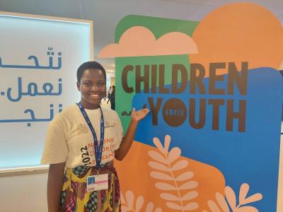Selestina at COP28 child advocate  