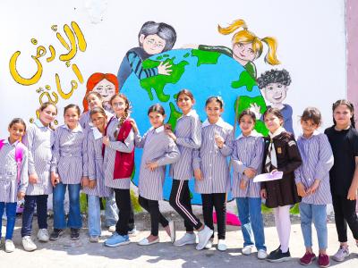 Palestinian girls in an environment project