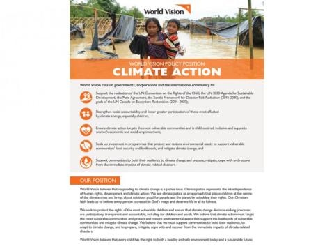 Climate Action: World Vision Policy Position - Summary