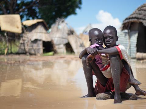 Akot with his sister Dut, a 7-year-old 