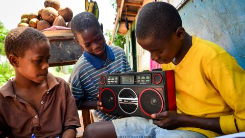 Children in Sierra Leone continue their education via radio, after the breakout of Ebola. Photo by Jonathan Bundu.