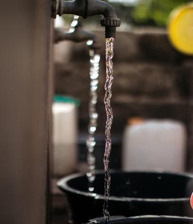 A faucet with clean water in Africa