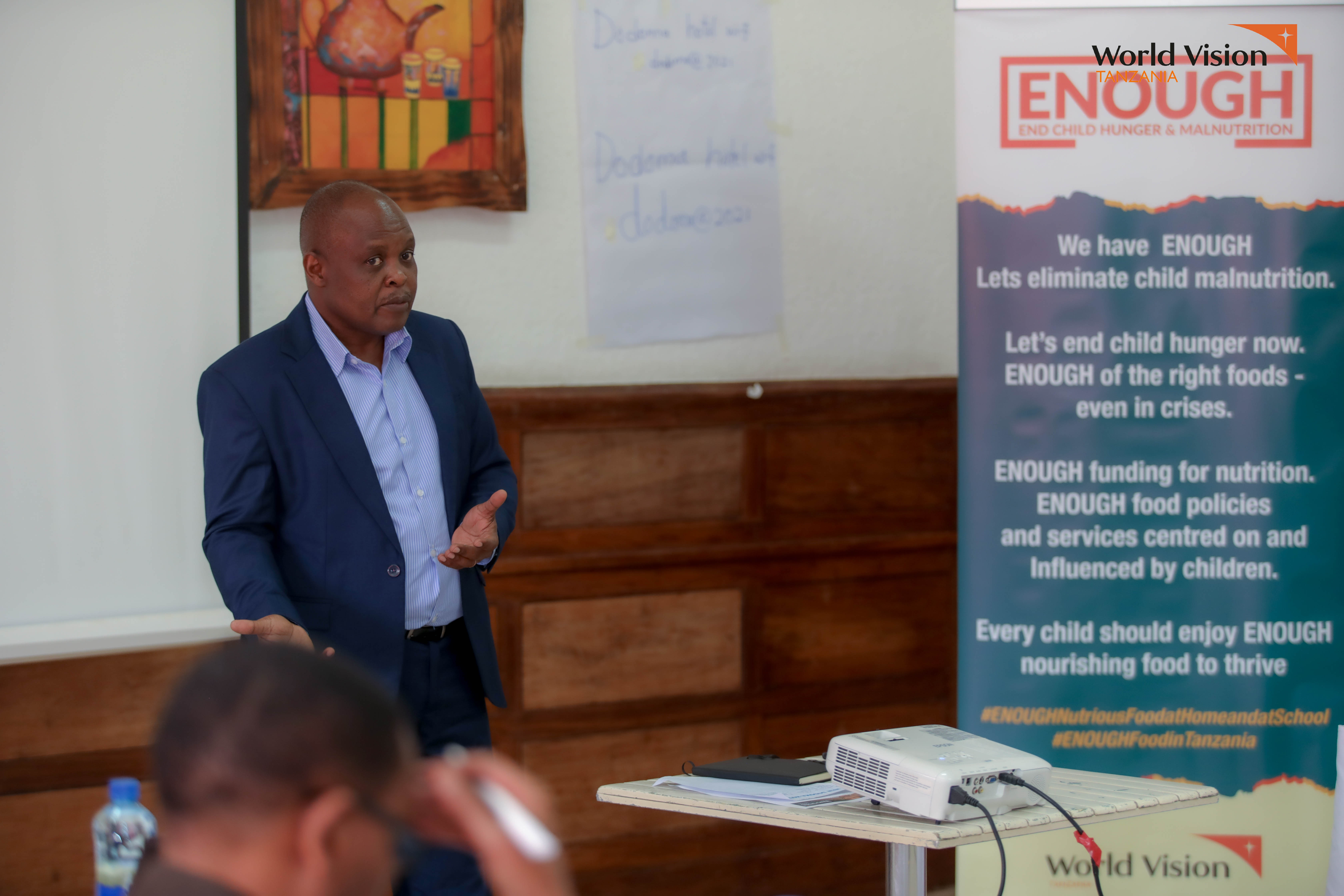 World Vision Tanzania National Director, James Anditi speaks during ENOUGH Campaign Pre-Launch meeting in the Capital City of Dodoma.