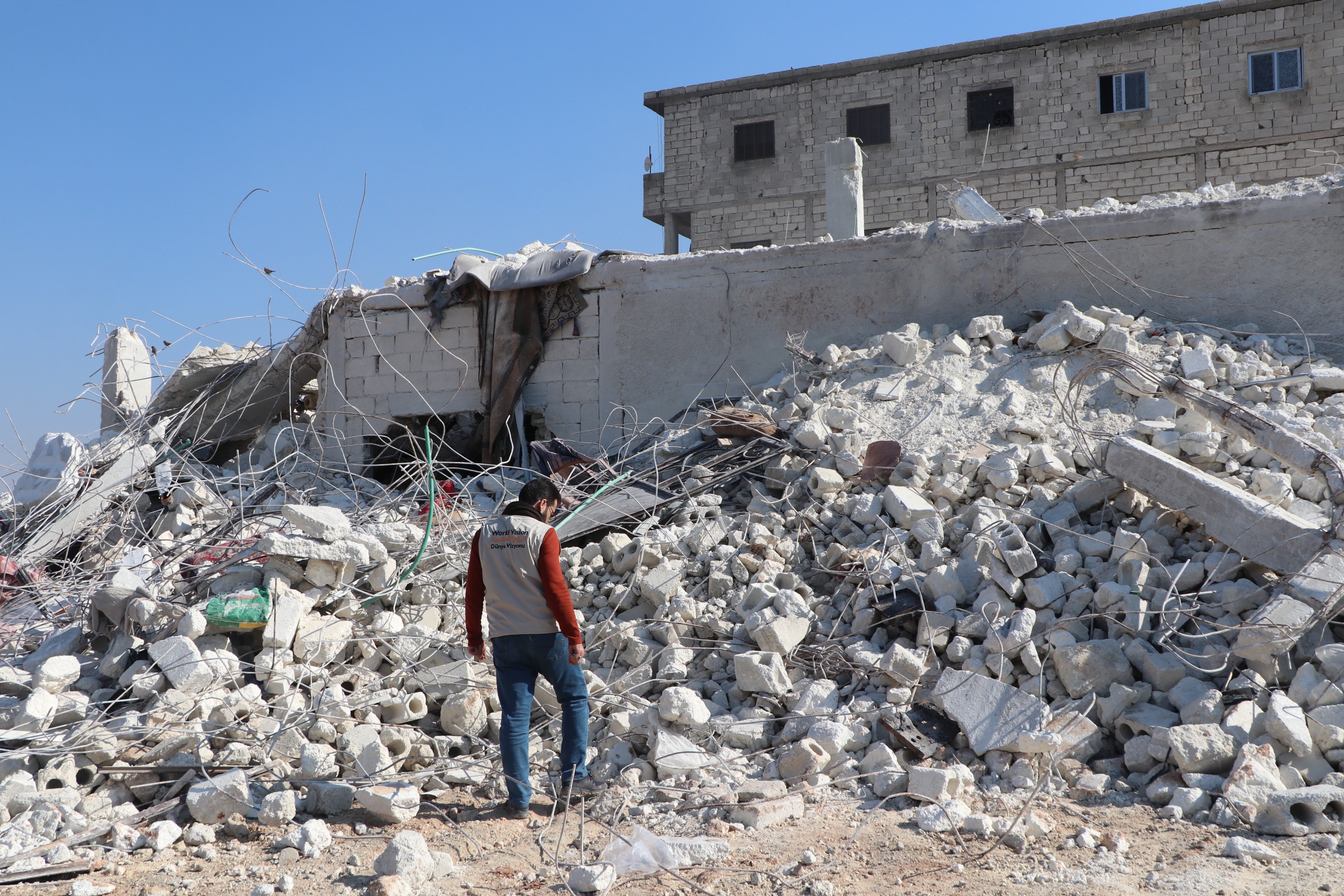 External Consultant, World Vision Syria Response World Vision staff after less than 24 hours when the earthquake struck conducting a needs assessment.