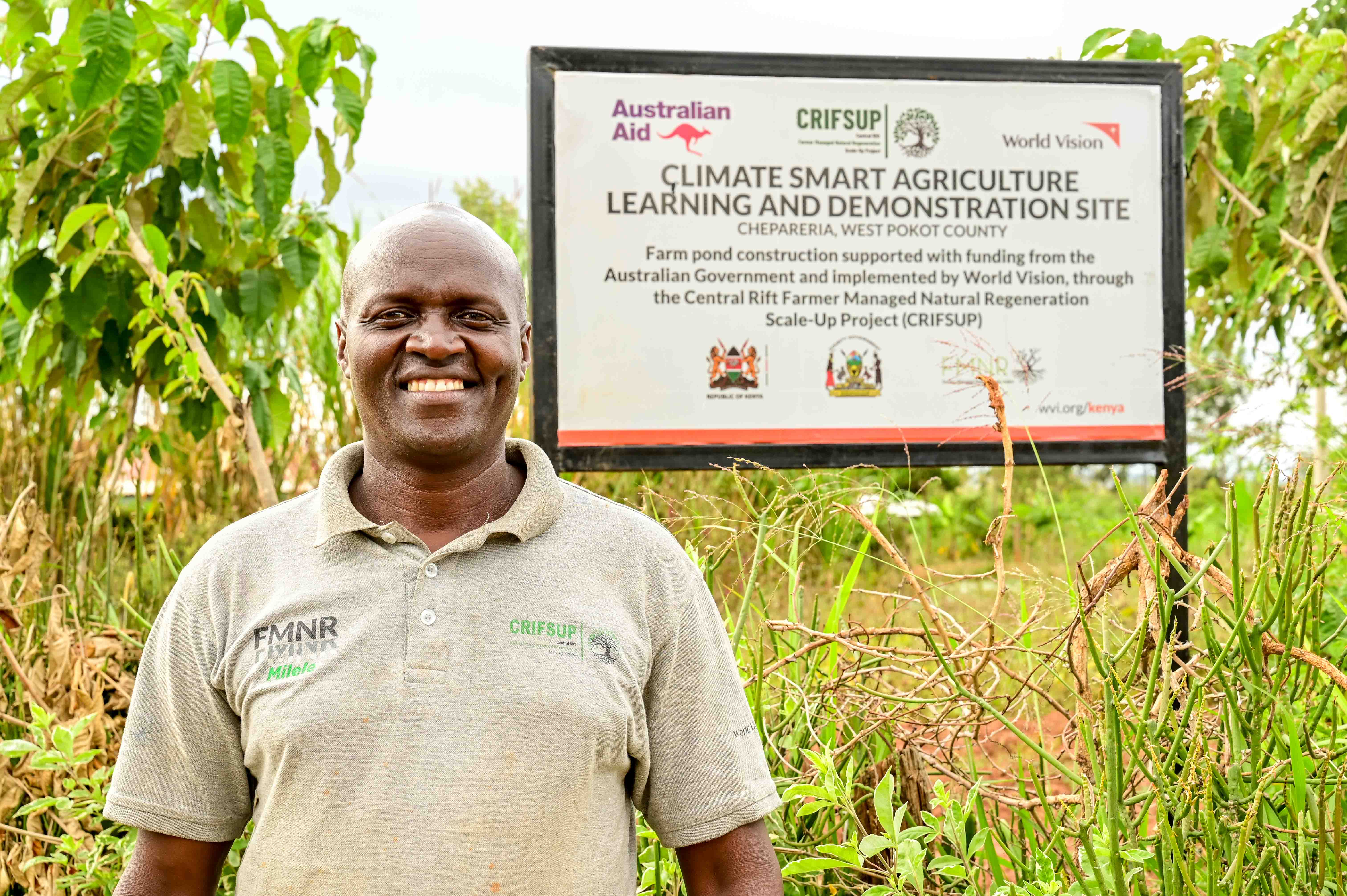 In November 2024, Julius hosted 200 farmers in his homestead to learn from his successes in Farmer Managed Natural Regeneration (FMNR) and Climate Smart Agriculture (CSA). ©World Vision Photo/ Hellen Owuor