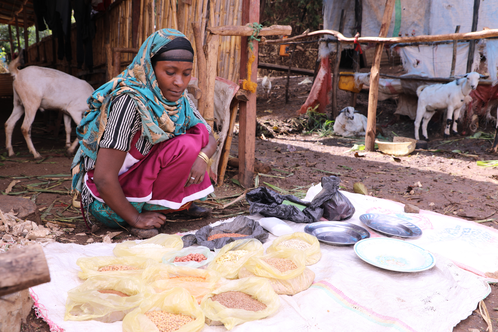 Sadia preparing mixed flour