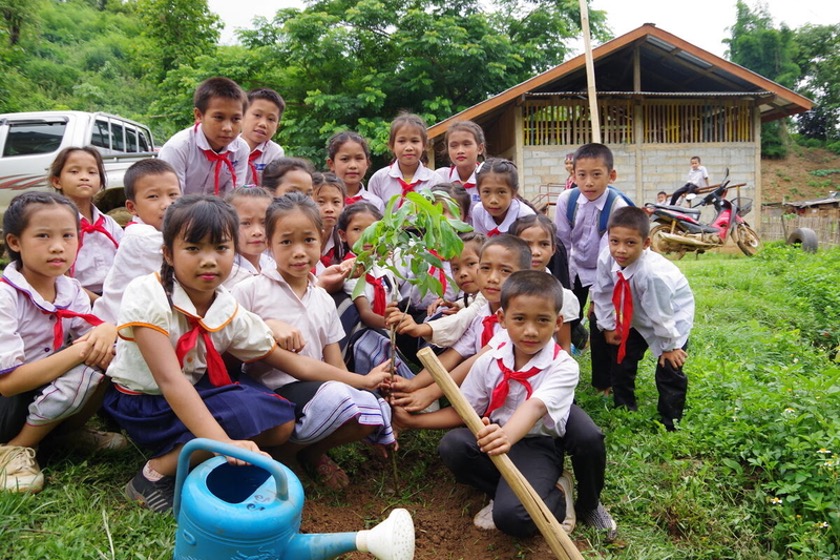 Children planted fruit trees during the Children’s Day Celebration