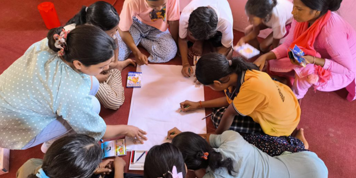 Children in Nepal taking part in a nutrition dialogue