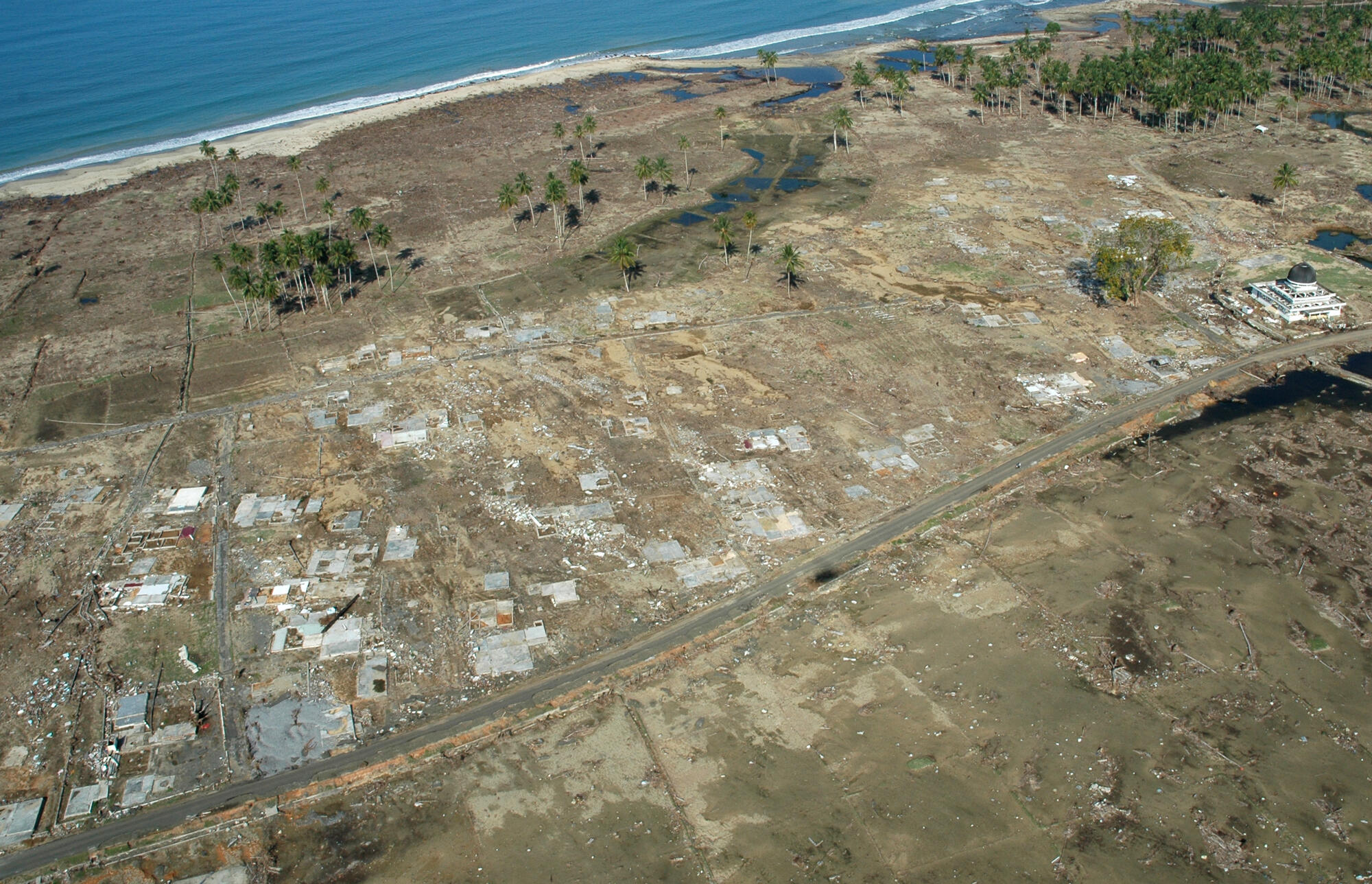 As I flew to Banda Aceh,  I saw the vast expanse of the coastal area totally flattened by the tsunami.