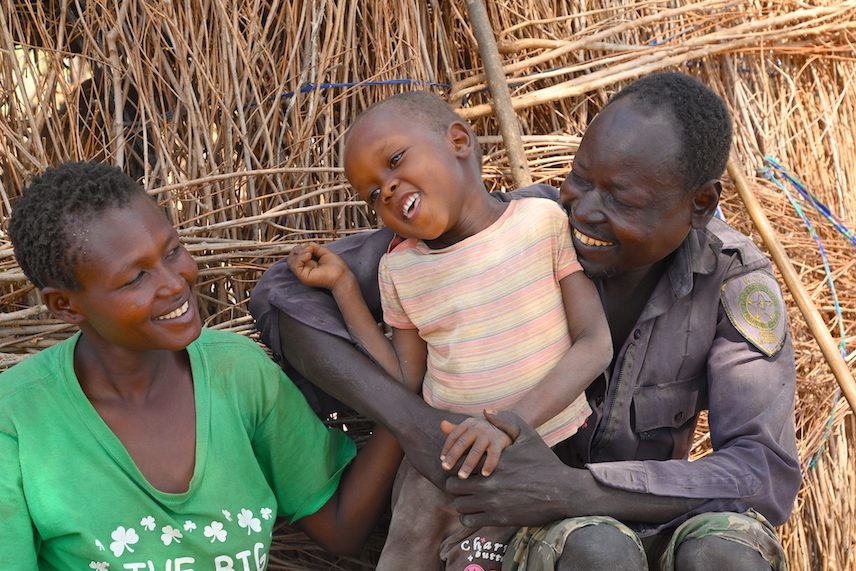 James (right), his wife Regina and five-year-old child Esinyen in Turkana County, Kenya. ©World Vision Photo/Sarah Ooko.