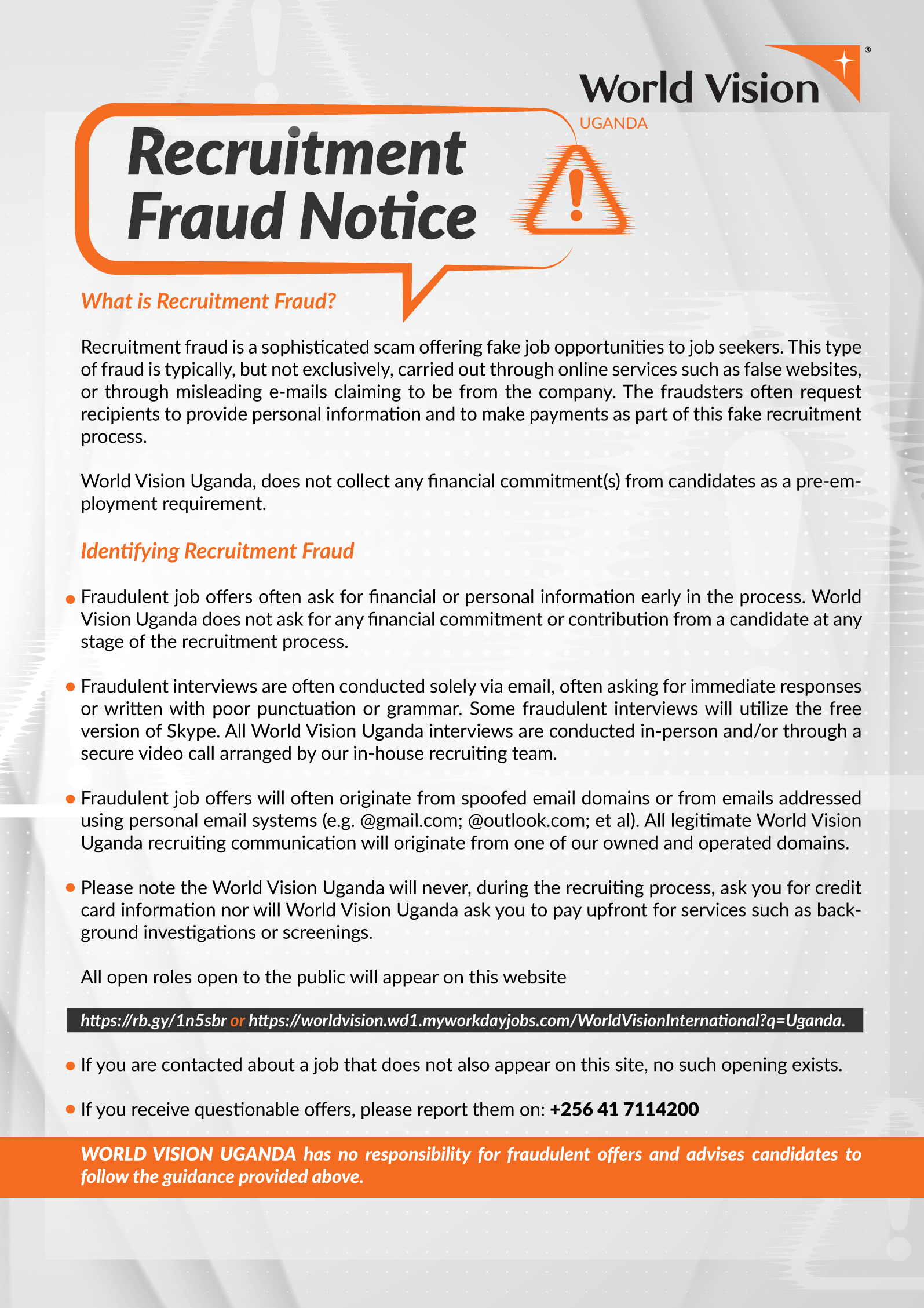 Fraud Notice