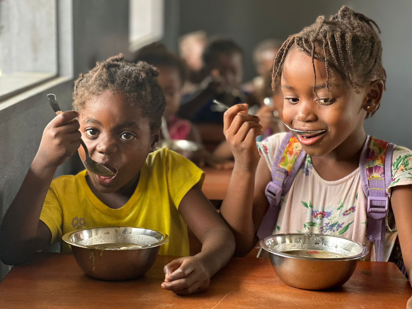 Children eating school meals