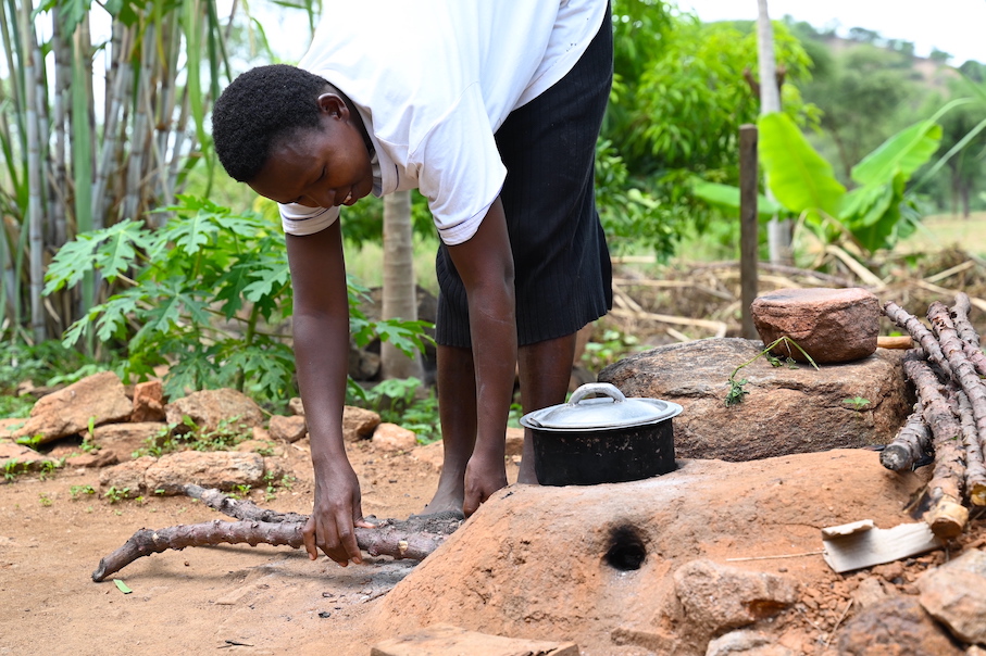 Anita now has firewood readily available in their homestead. ©World Vision Photo/Hellen Owuor.