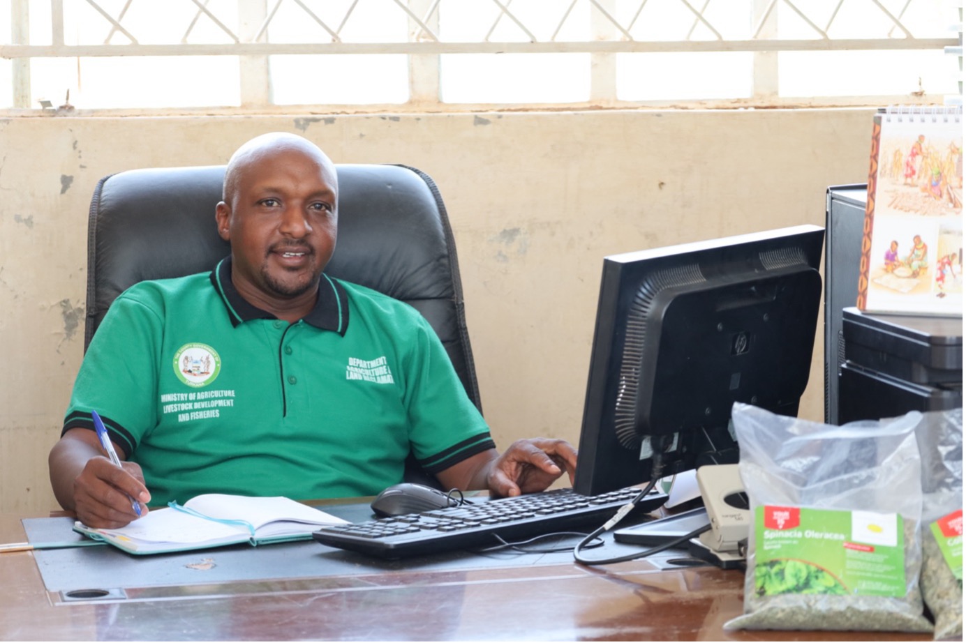 Mr. Kipngeno Cheruiyot, the Sub-County Agriculture Officer, Turkana West, in his office. © World Vision Photo/Felix Pilipili