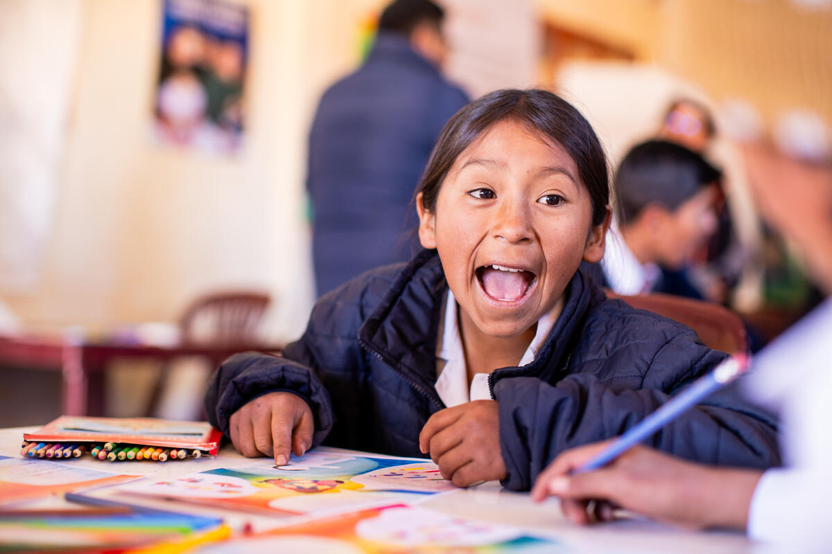 A girl expressing her excitement 