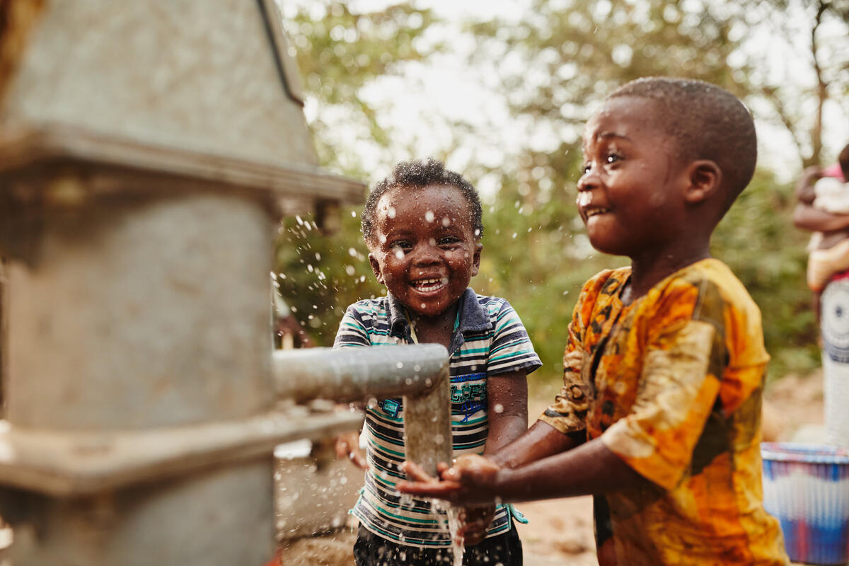 Children playing with water