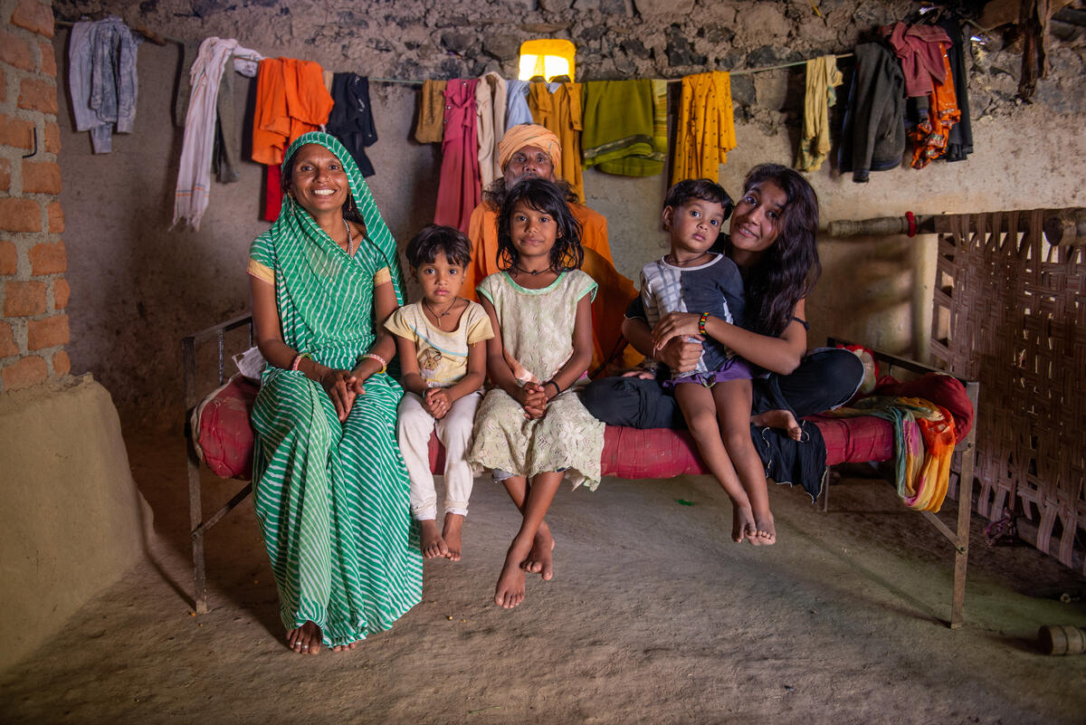 Krishna and her family at home in India.