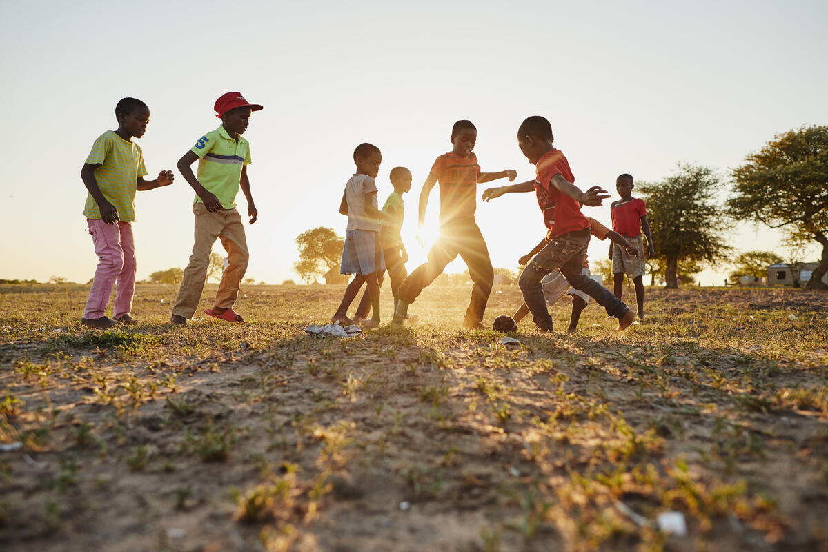 Children playing football