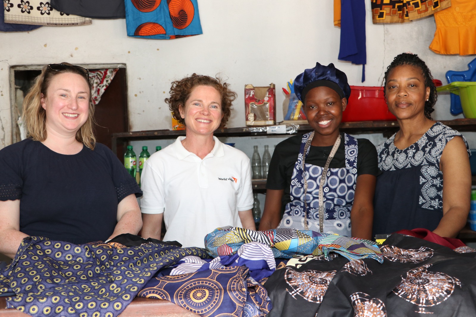 Sharmaine with GEMS Donors, from left Amber, Charlotte (from World Vision UK) and Womba