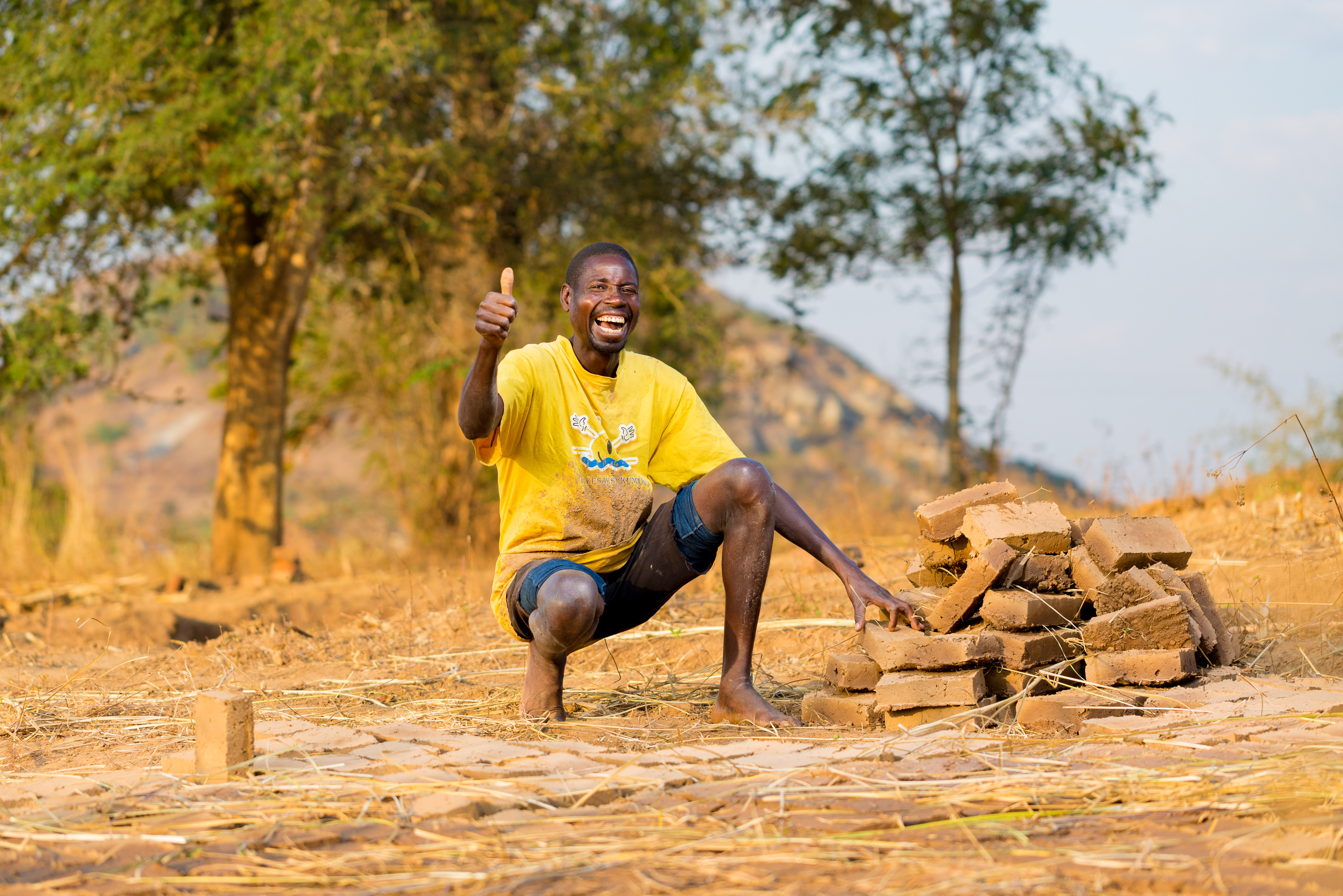 Marumbo Jere,TB Survivor. He is now able to mould bricks and do other heavy tasks on his own