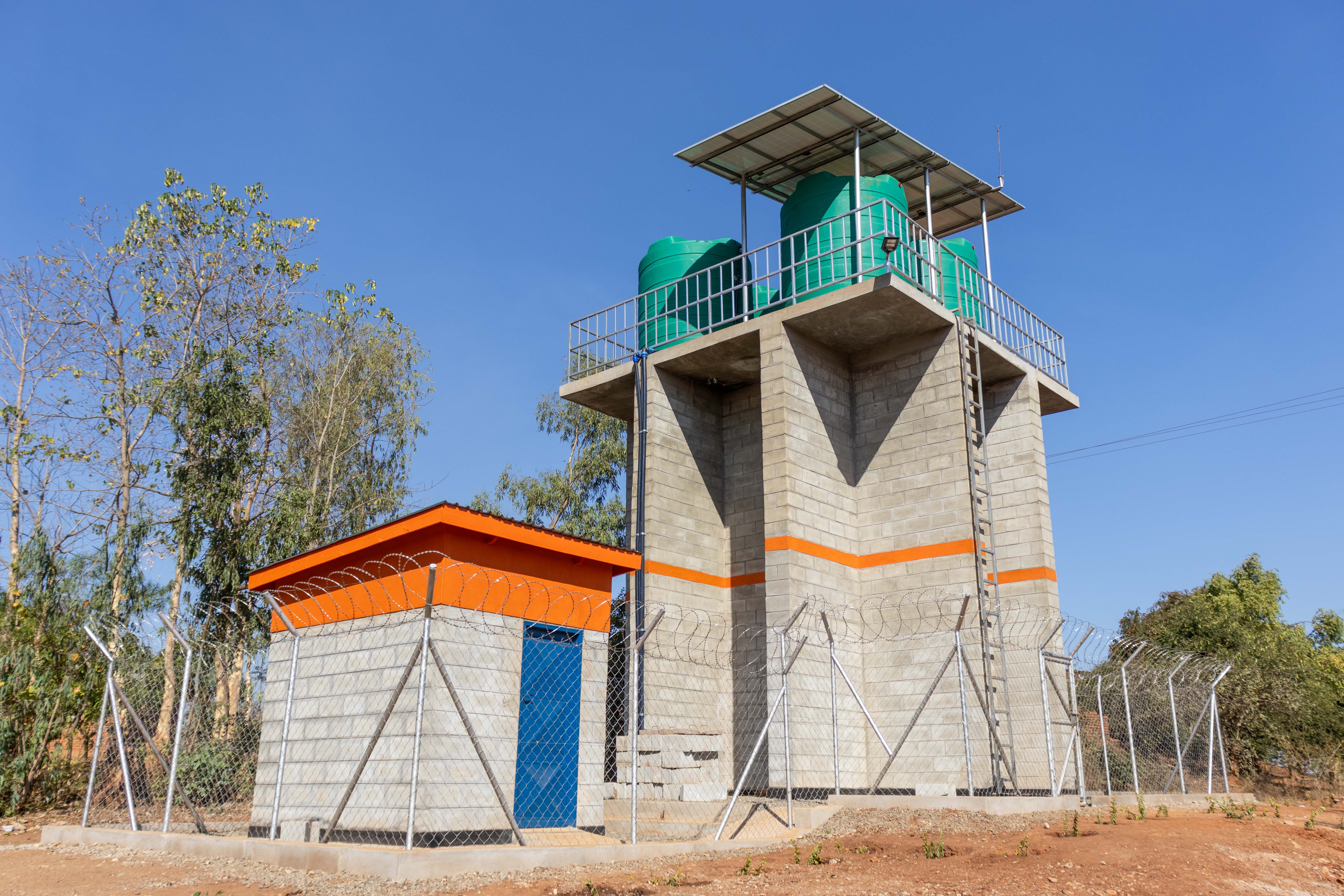 Solar Panels, Water Tanks and control room in Bakalasi village.