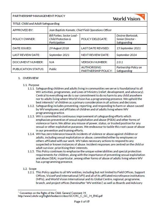 Safeguarding Partnership Management Policy - Child and Adult Safeguarding 2021