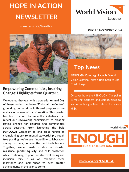 World Vision Lesotho Newsletter _ Hope In Action