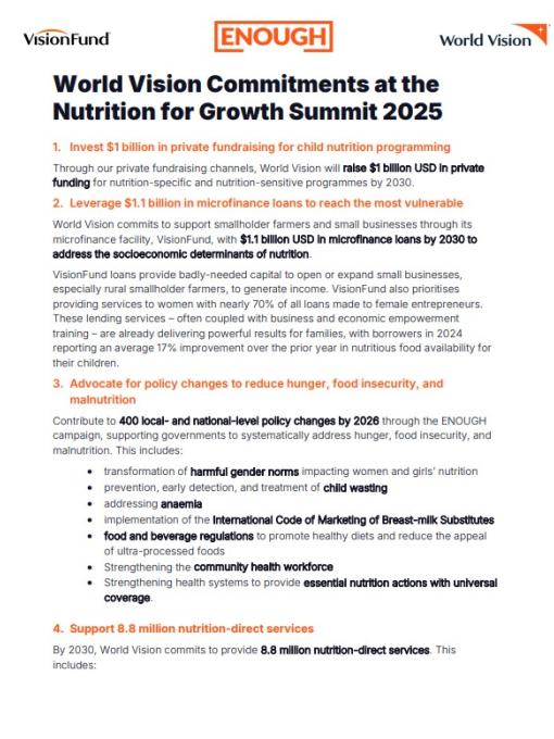 WV Nutrition for Growth Commitments 2025