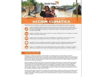 Climate Action: World Vision's Policy Position - Summary- Spanish