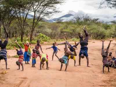 Kids in Kenya doing handstands Jon Warren