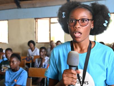 Girl speaking up about ending violence