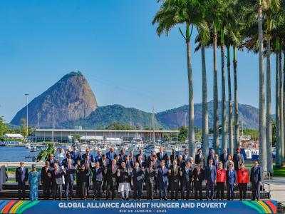 World Leaders hold hands in solidarity in Brazil after forming the global alliance to end hunger and poverty 