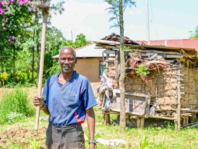 Isaac Chelal is a 66-year-old farmer and a lead farmer implementing FMNR in Nakuru County. ©World Vision Photo/Hellen Owuor.