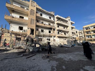 A Syrian child running through his neighborhood after the escalations in Northwest Syria World Vision Syria Response, Zaher Jaber