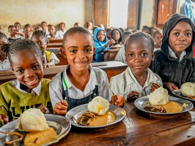 Children eating their school meals