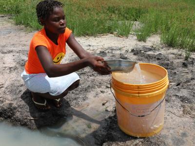 For many girls like Claudina they walk long distances daily to find water for domestic consumption.