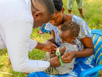 A child being screened for malnutrition in Ntoroko district