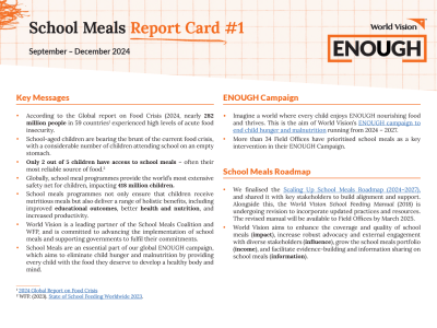 School Meals Report Card cover