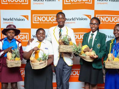 Child leaders who attended the ENOUGH Campaign launch posing for a picture