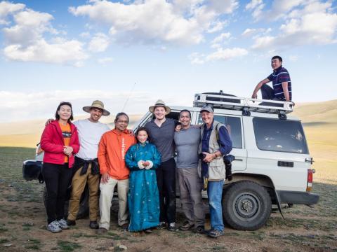 World Vision on the ground upfront of Jeep