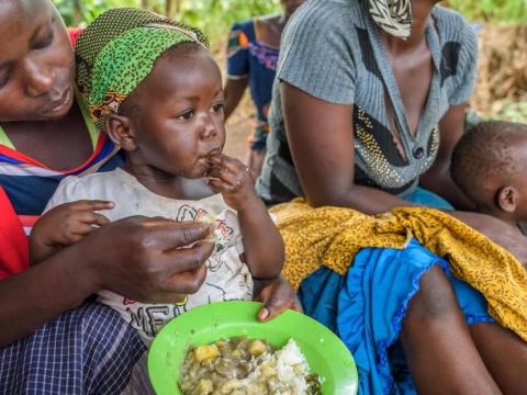 Child receives nutritious food as part of World Vision nutrition programmes