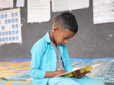 Little boy reading