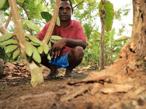 A man in his new cocoa clone block         