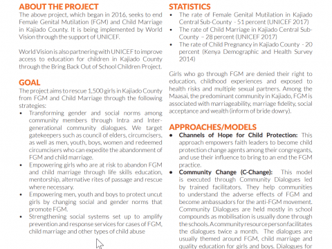 accelerating abandonment of FGM and Child Marriage in Kenya