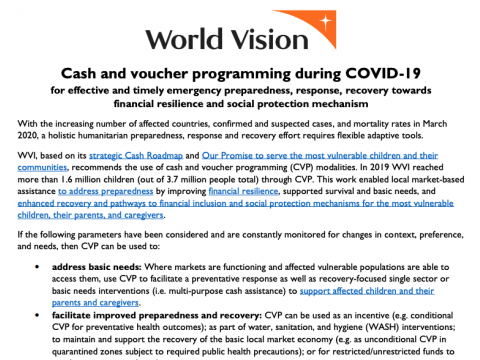 Cash and voucher programming during COVID-19 page