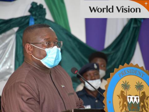 His Excellency President Dr. Julius Maada Bio thanking World Vision 