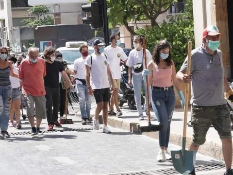 Residents of Beirut clean up after the tragic explosion of Aug. 4, 2020